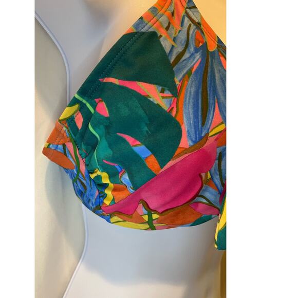Kona Sol Bikini Swim Top - Tropical/Multi - NWOT - Size L - Picture 3 of 7